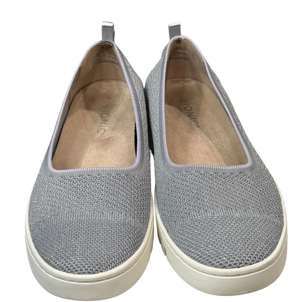 Vionic Uptown Skimmer Knit Shoes Womens 8.5 Gray Breathable Casual Comfort Flats